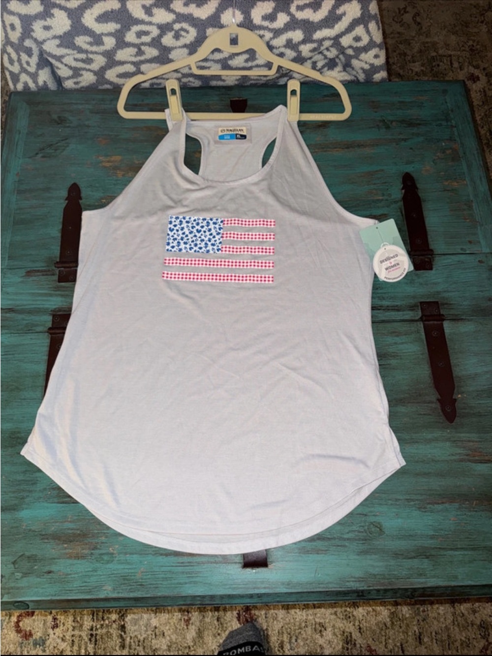 Magellan Outdoors Fish Gear Racerback Tank with Flag Motif